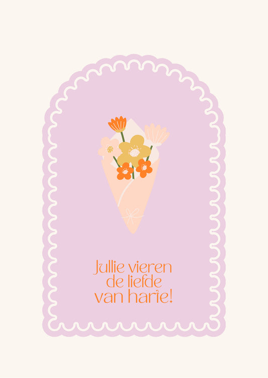 Wenskaart - jullie vieren de liefde